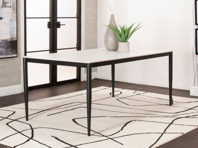 Cramco Marta White Sintered Stone Top 70" Dining Table with Matte Black Base-2