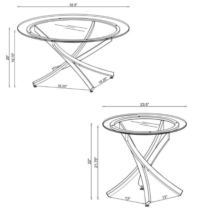 Coaster® Brooke 3-Piece Tempered Glass Top Occasional Table with Rose Brass Base Set-3