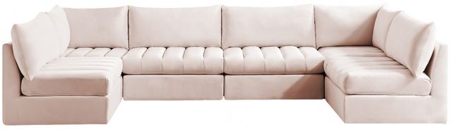 Meridian Furniture Jacob 6-Piece Pink Velvet Modular Sectional Set-0