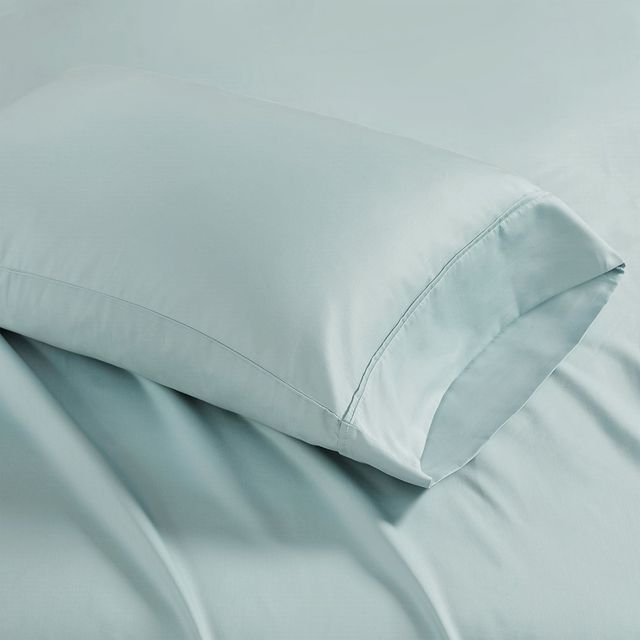 Olliix by Madison Park Seafoam 2 Pack of King 1500 Thread Count Cotton Rich Pillow Case-0