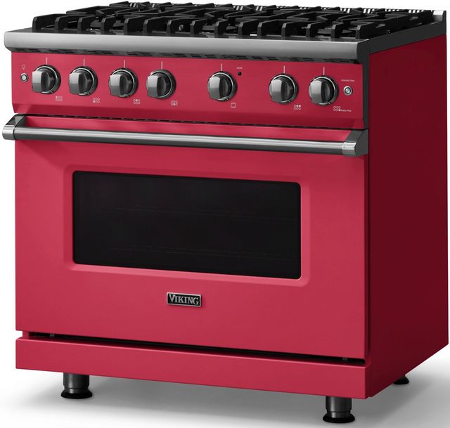 Viking® 5 Series 36" Valentine Pro Style Gas (LP) Range with Polished Chrome Trim-2