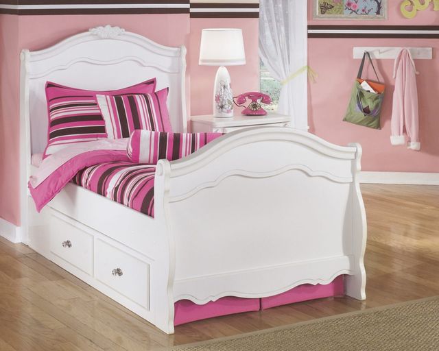Signature Design by Ashley® Exquisite White Youth Twin Sleigh Storage Bed-2