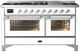 Ilve® Majestic III 60" White Pro Style Dual Fuel Liquid Propane Range with Triple Glass Door and Chrome Trim-0