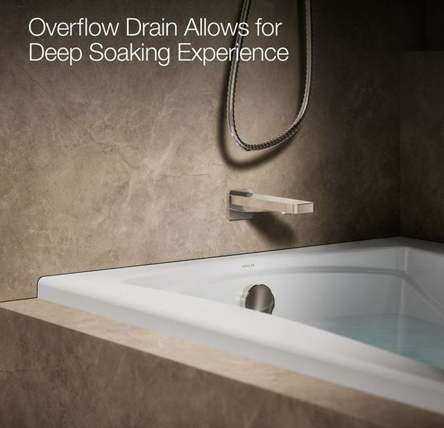 KOHLER® Mariposa® White 60" x 36" Alcove Heated Whirlpool, Left Drain and Heater-4