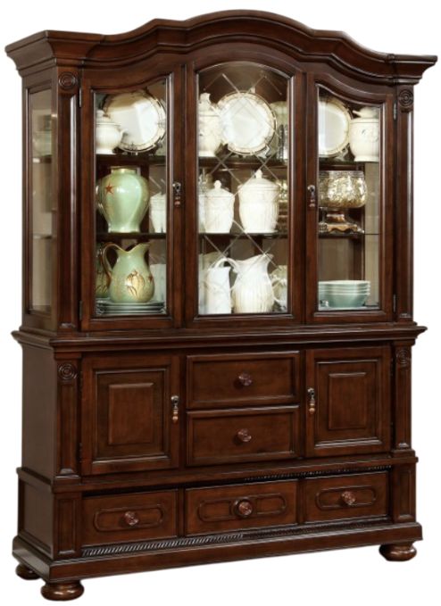 Furniture of America® Alpena Brown Cherry Hutch and Buffet-0