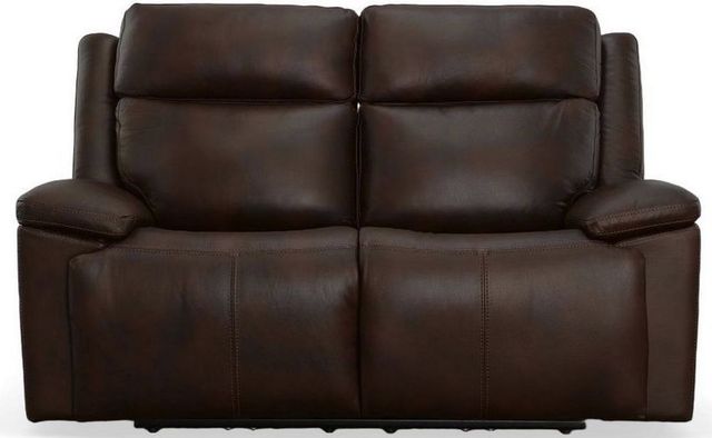 Flexsteel® Chance Brown Power Reclining Loveseat with Power Headrests-1