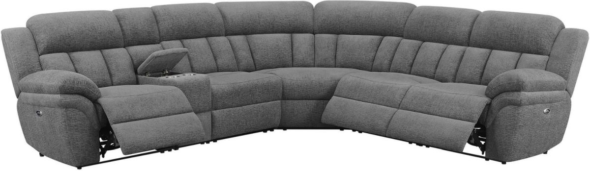 Coaster Bahrain 6 Piece Charcoal Upholstered Power Sectional Store For Homes Furniture Flooring Newton IA