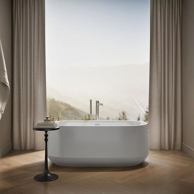 KOHLER® Ceric® White 23" 60" x 29" Freestanding Bath-4
