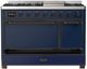 Ilve® Majestic III 48" Midnight Blue Pro Style Dual Fuel Liquid Propane Range with Solid Door and Burnished Trim-2