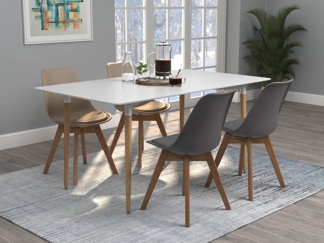 Coaster® Breckenridge Matte White/Natural Oak Dining Table-1
