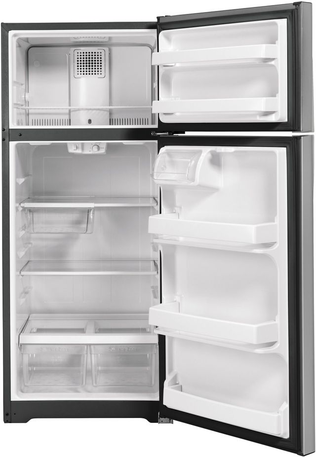 GE® 28 in. 17.5 Cu. Ft. Stainless Steel Top Freezer Refrigerator-1