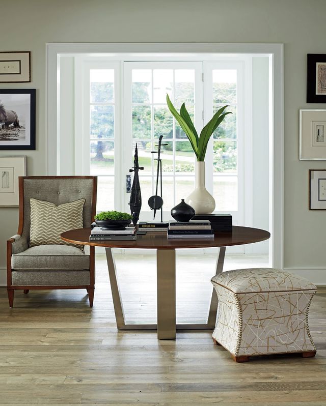 Lexington Home Kitano Mandara Brown Dining Table with Silver Base-1