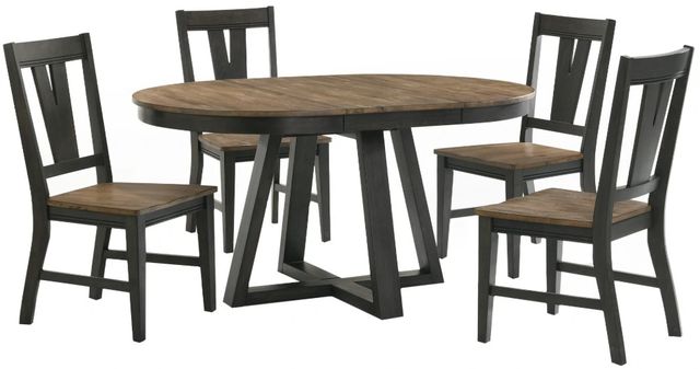 Intercon Harper Pecan Top Round Dining Table with Brushed Brown Base-2