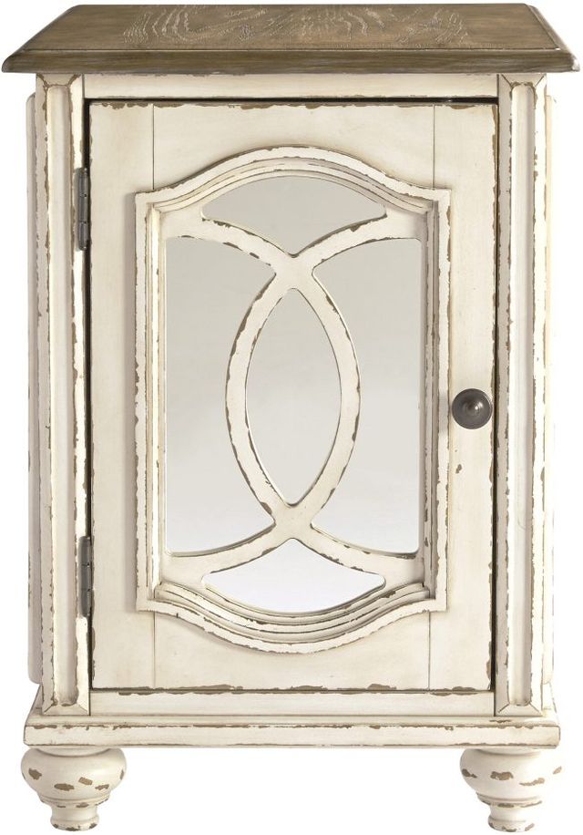 Signature Design by Ashley® Realyn Brown Cabinet Door Chairside End Table with White Base-1