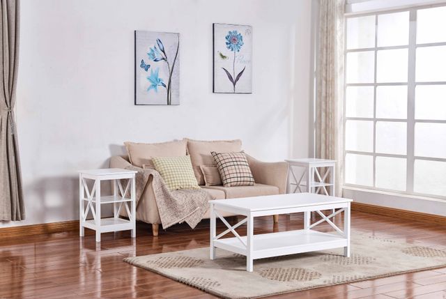 Milton Green Stars White X-Side Panel End Table-2