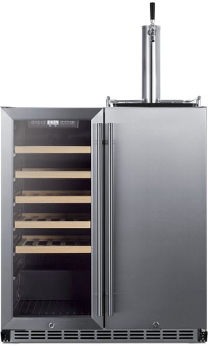 front view of the Summit® 30" Stainless Steel Kegerator and Wine Cooler