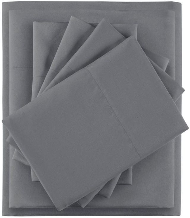 Olliix by Intelligent Design Microfiber Charcoal Twin Sheet Set with Side Storage Pockets-0