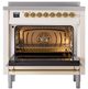 Ilve® Nostalgie II Noblesse 36'' Antique White Pro Style Induction Range with Brass Trim-1
