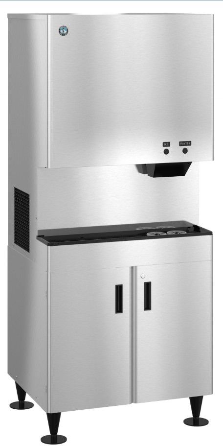 Hoshizaki OptiServe™ 34" 708 lb. Stainless Steel Air-Cooled Icemaker and Touchless Water Dispenser with Built In Storage Bin -1