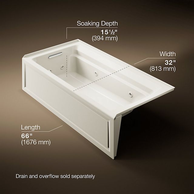 KOHLER® Archer® Biscuit 20" 72" x 36" Alcove Whirlpool Bath - Left Drain-2