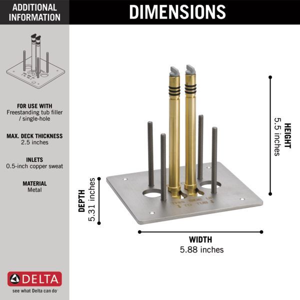Delta Trinsic® Brass/Stainless Steel Rough Floor Mount Tub Filler-1