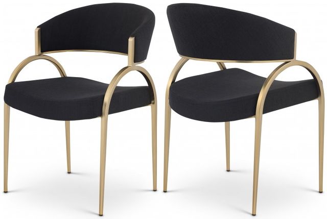 Meridian Furniture Privet Black/Brushed Brass Dining Chair-3