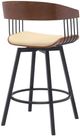 Armen Living Athena Black/Cream/Walnut Swivel Bar Stool-2