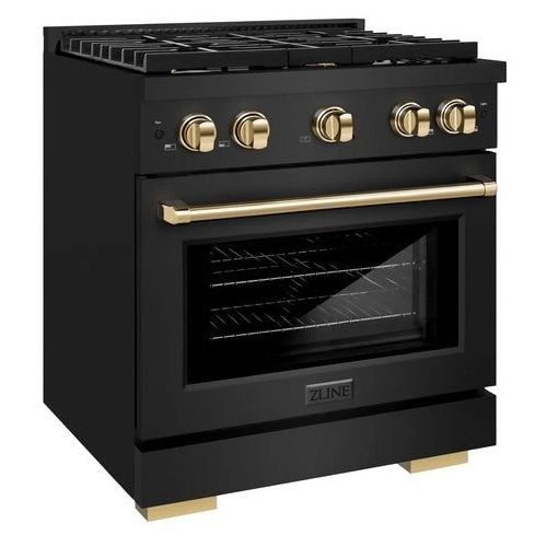 ZLINE Autograph Edition 30" Black Stainless Steel Pro Style Gas Range with 4 Burner Cooktop-2