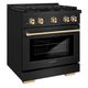 ZLINE Autograph Edition 30" Black Stainless Steel Pro Style Gas Range with 4 Burner Cooktop-2