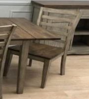 Light Gray Finish & Rustic Brown Solid Wood Dropleaf Table with Chairs-2