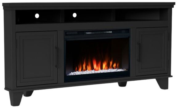 Legends Home Real Cozy Sonoma Seal Skin Black 64" Corner Fireplace Console-0