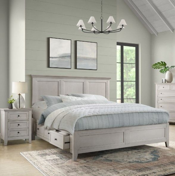 Intercon San Mateo Rustic White King Storage Panel Bed-1
