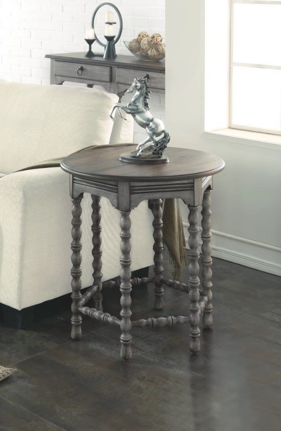 Flexsteel® Plymouth Medium Brown Top Lamp Table with Distressed Graywash Base-1