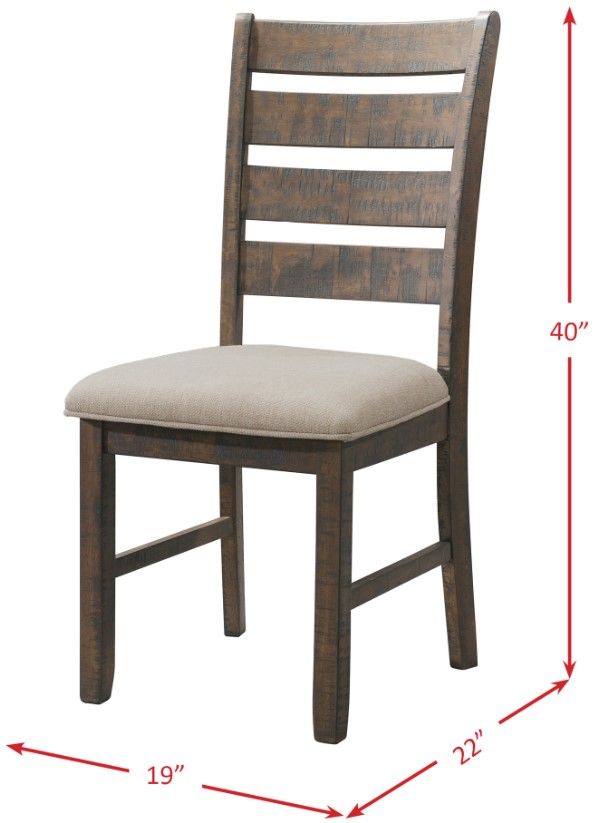 Elements International Jax 7-Piece Cherry/Cream Ladder Back Upholstered Dining Table Set-4