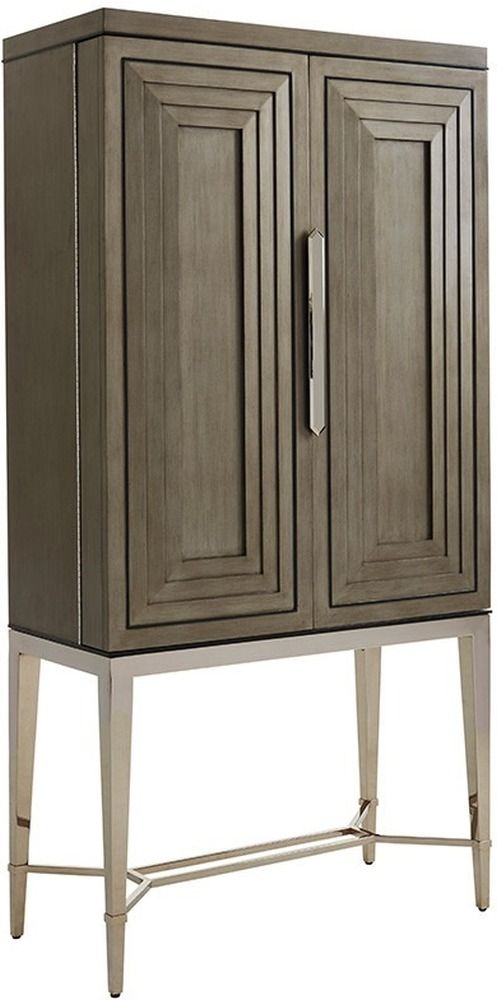 Lexington Home Ariana Cheval Brown/Platinum Bar Cabinet-0