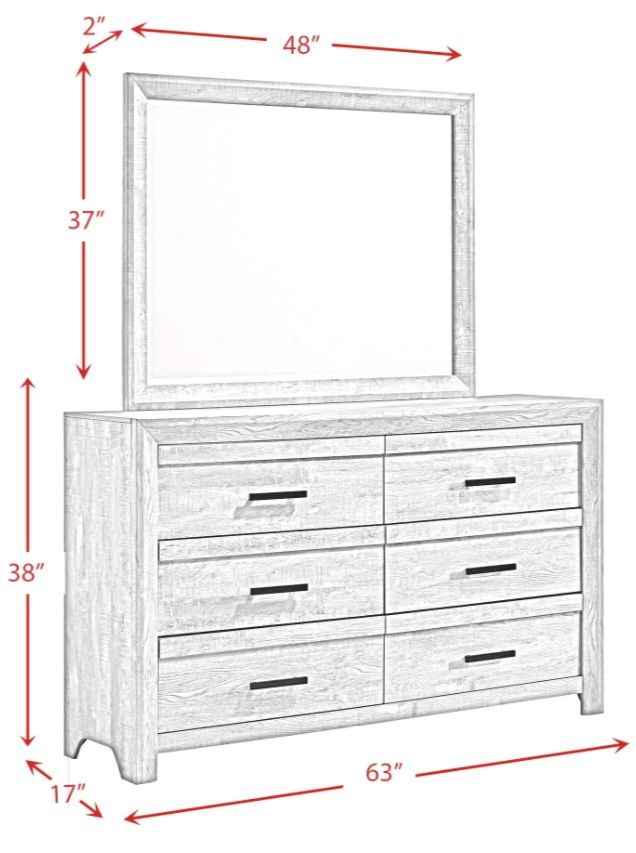 Elements International Ellen White Dresser and Mirror Set-3