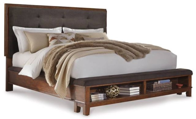 Signature Design by Ashley® Ralene 4-Piece Medium Brown Queen Upholstered Panel Bed Set-1