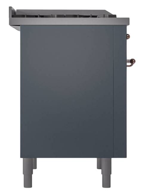 Ilve® Nostalgie II Noblesse 36'' Blue Gray Pro Style Dual Fuel Range with Copper Trim-2