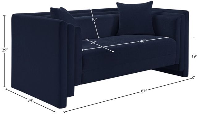 Meridian Furniture Everett Navy Chenille Fabric Loveseat-3