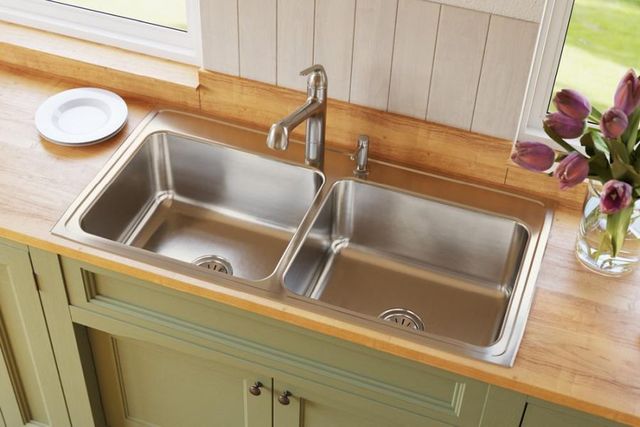 Elkay Lustertone® Classic Lustrous Satin 43" x 22" x 10-1/8" 2-Hole Equal Double Bowl Drop-In Sink-1