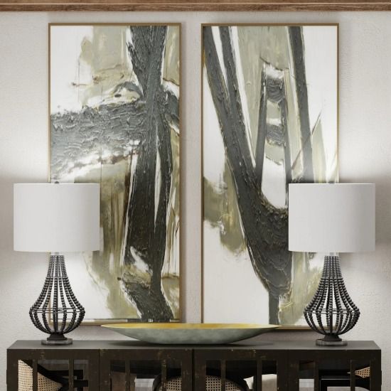 Harp & Finial® Connection II Black/Gray Framed Canvas Art-2