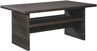 Signature Design by Ashley® Easy Isle Beige/Dark Brown Outdoor Aluminum/Wicker Multi-Use Table