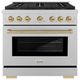 ZLINE Autograph Edition Paramount 36" 5.2 Cu. Ft. Satin Stainless Steel Dual Fuel Range with 6 Burner DuoPro™ Cooktop and Electric Convection Oven in Champagne Bronze Accents-0