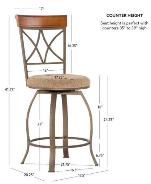 Powell® Hamilton Bronze/Matte Pewter Swivel Counter Stool-2