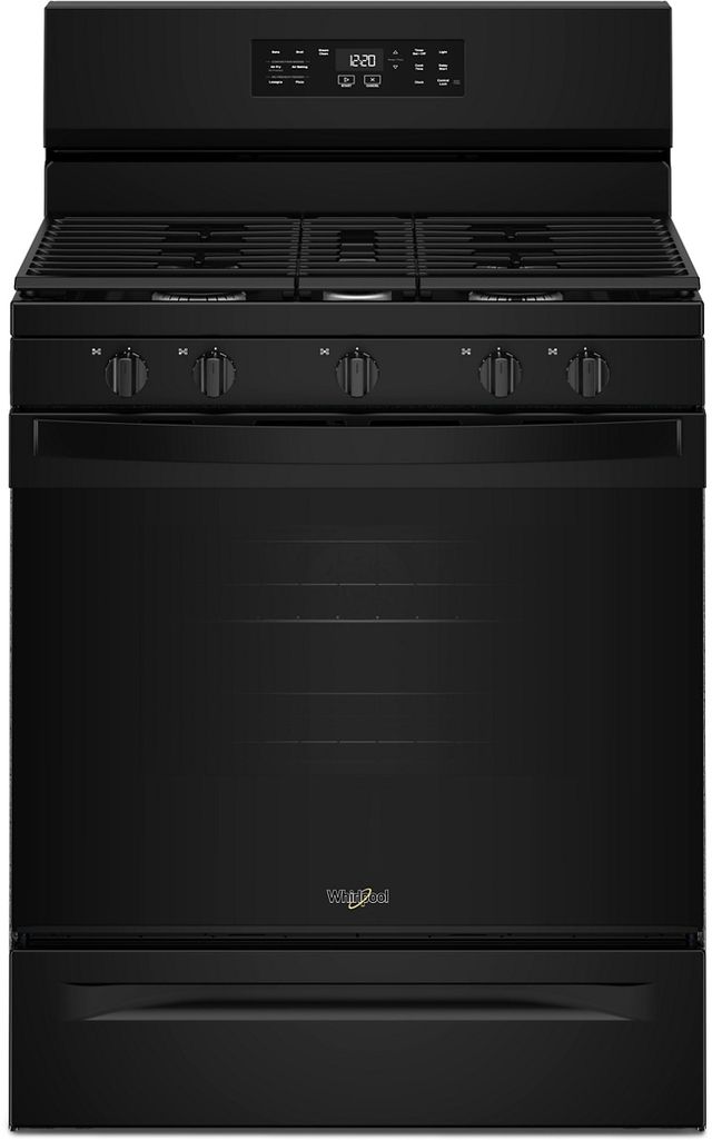 Whirlpool® 30" Black Freestanding Gas Range with Air Cooking Technology and Steam Clean-0