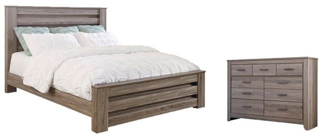 Signature Design by Ashley® Zelen 2-Piece Warm Gray King Panel Bed Set-0