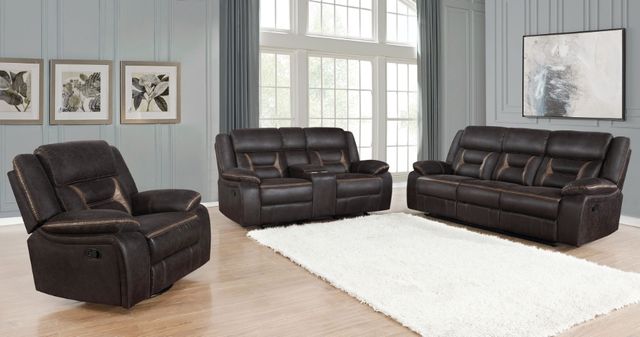 Coaster® Greer 3-Piece Dark Brown Manual Reclining Living Room Set-1