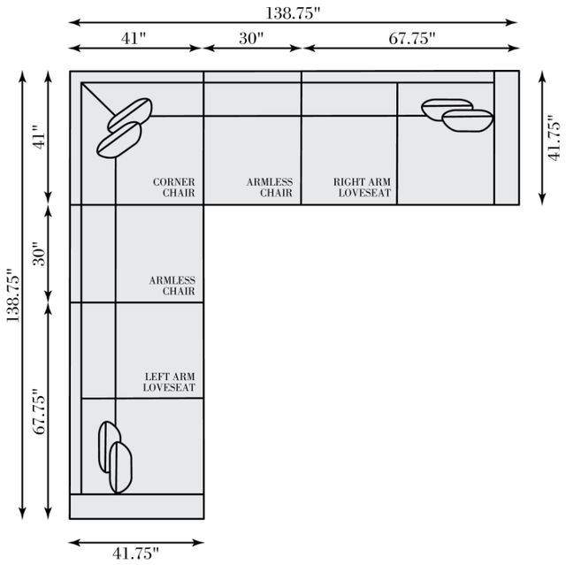 Bernhardt Barnes Bernhardt Living 5-Piece White L-Shape Sectional-4
