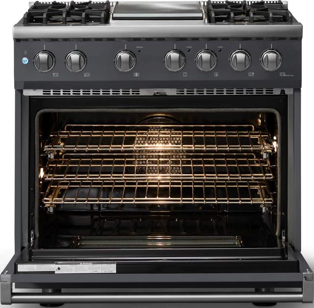 Viking® 5 Series 36" Cast Black Pro Style Dual Fuel (NG) Range with Polished Chrome Trim-1