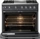 Viking® 5 Series 36" Cast Black Pro Style Dual Fuel (NG) Range with Polished Chrome Trim-1